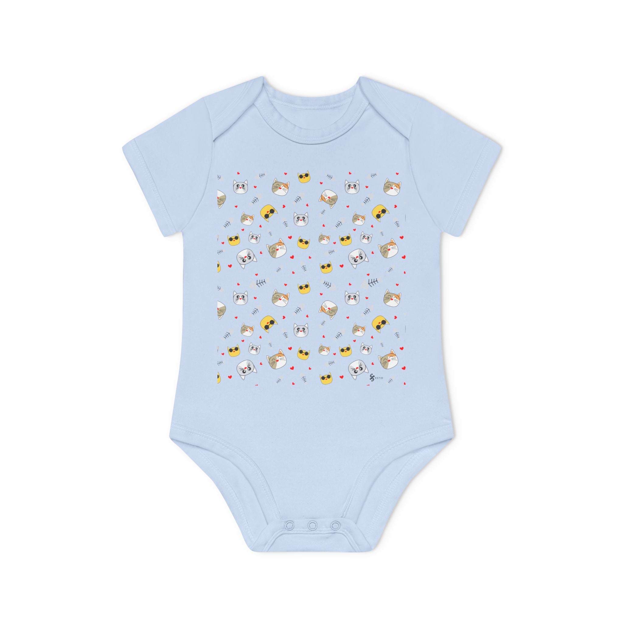 Bio-Babybody Kurzarm mit süßem Tiermuster – Ökologischer Baby-Overall