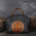 Exklusive Boho Vintage Umhängetasche aus Leder | Cognac, Rot, Schwarz Ansicht 8 – Produkt – ESTID