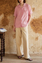 ESTID Damen Kurzarmhemd | Cotton-Linen Reverskragen Bluse Ansicht 16 – Shirt – ESTID
