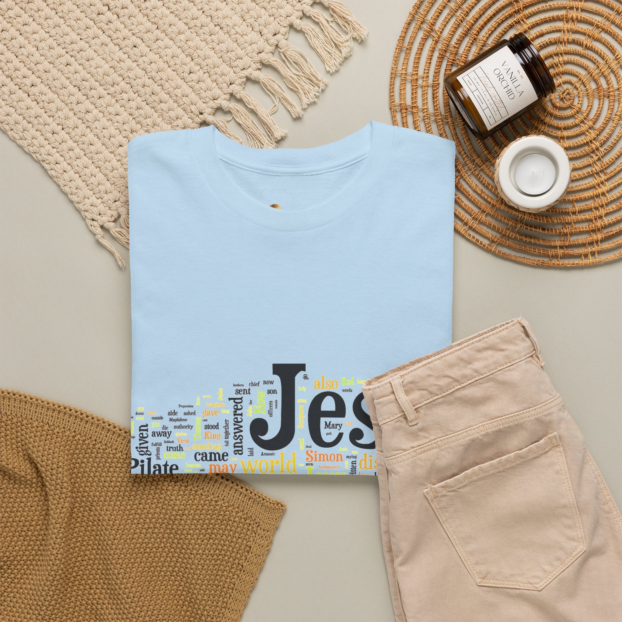 ESTID Unisex Shirt | Jesus Fisch Bibel Wortwolke Ansicht 45 – T-Shirt – ESTID