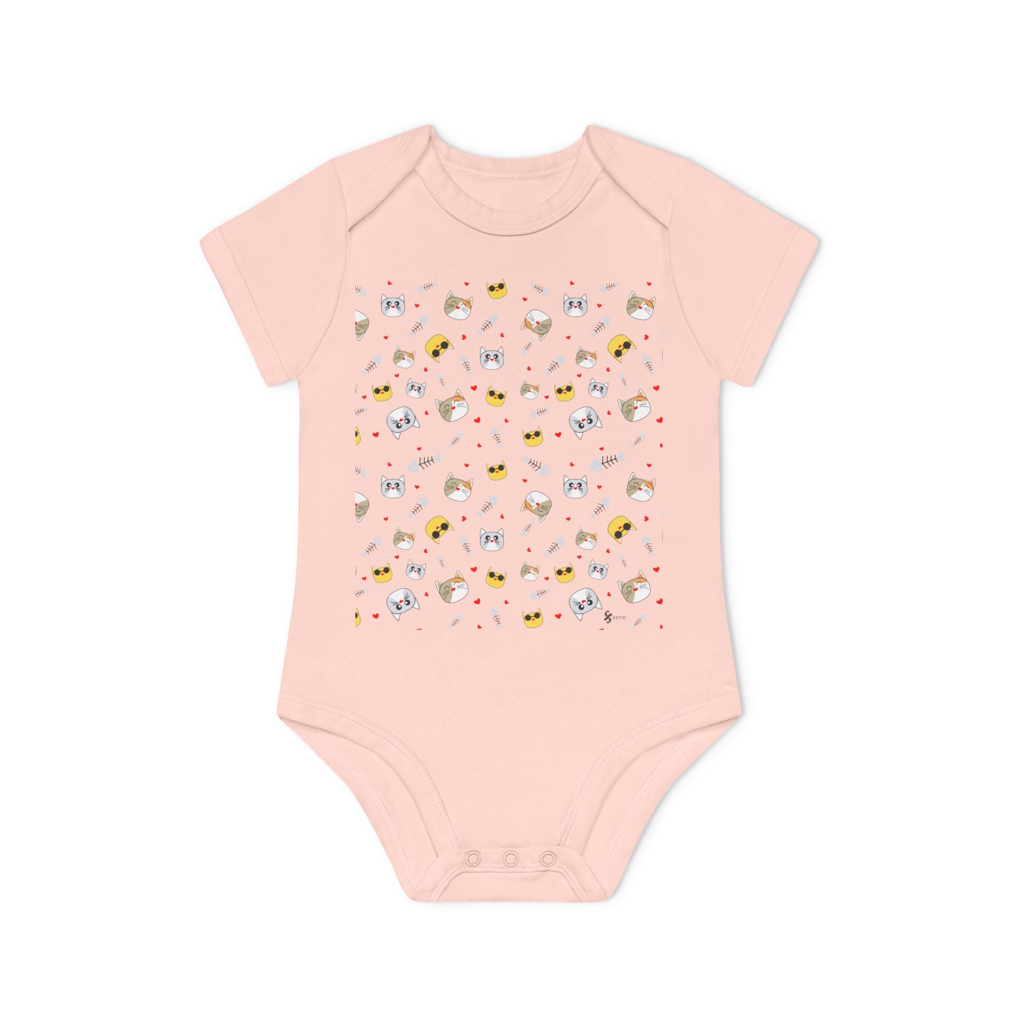 Bio-Babybody Kurzarm mit süßem Tiermuster – Ökologischer Baby-Overall