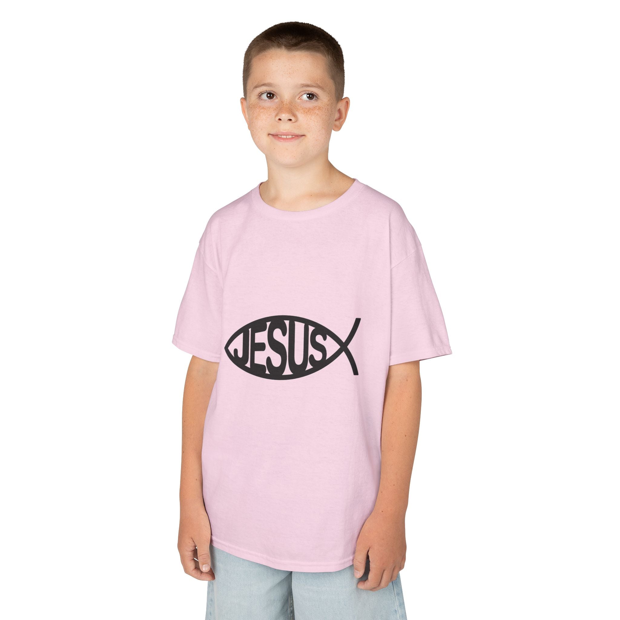 Kinder T-Shirt „JESUS“ Ichthys Fisch – Christliches Shirt für Kinder