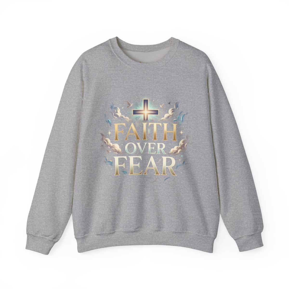 Faith Over Fear Crewneck Sweatshirt – Christliches Kreuz & Jesus Pullover Ansicht 4 – Sweatshirt – ESTID