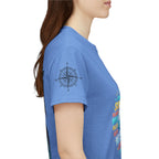 Strandurlaub T-Shirt – Retro Sonnenuntergang mit Palmen & ‚Urlaub‘ Wortwolke