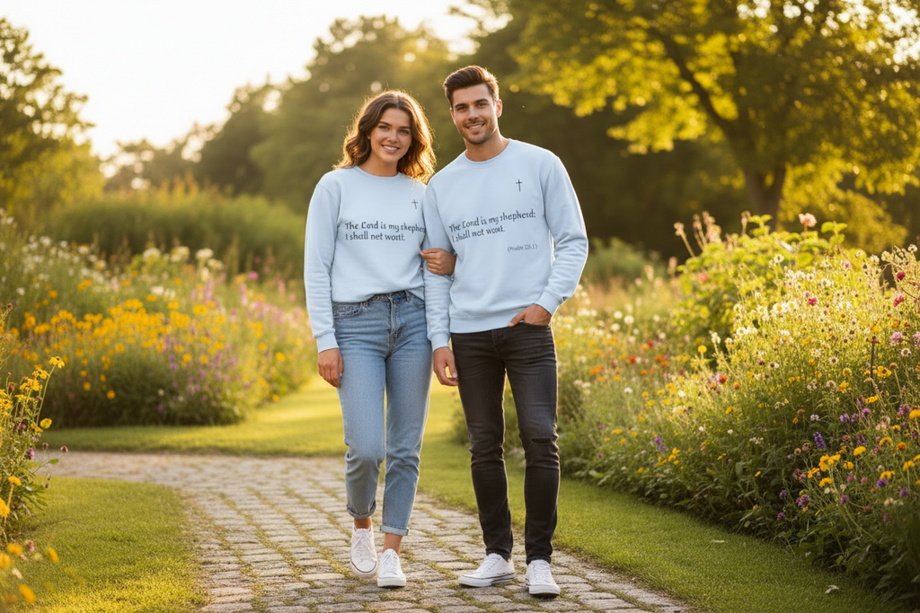 Unisex Heavy Blend Sweatshirt mit Psalm 23 & markantem Backprint ESTID Ansicht 3 – Sweatshirt – ESTID