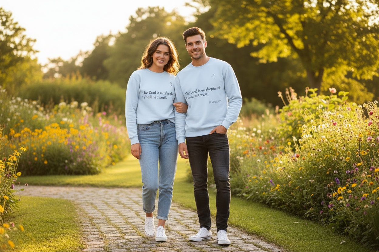 Unisex Heavy Blend Sweatshirt mit Psalm 23 & markantem Backprint ESTID Ansicht 3 – Sweatshirt – ESTID
