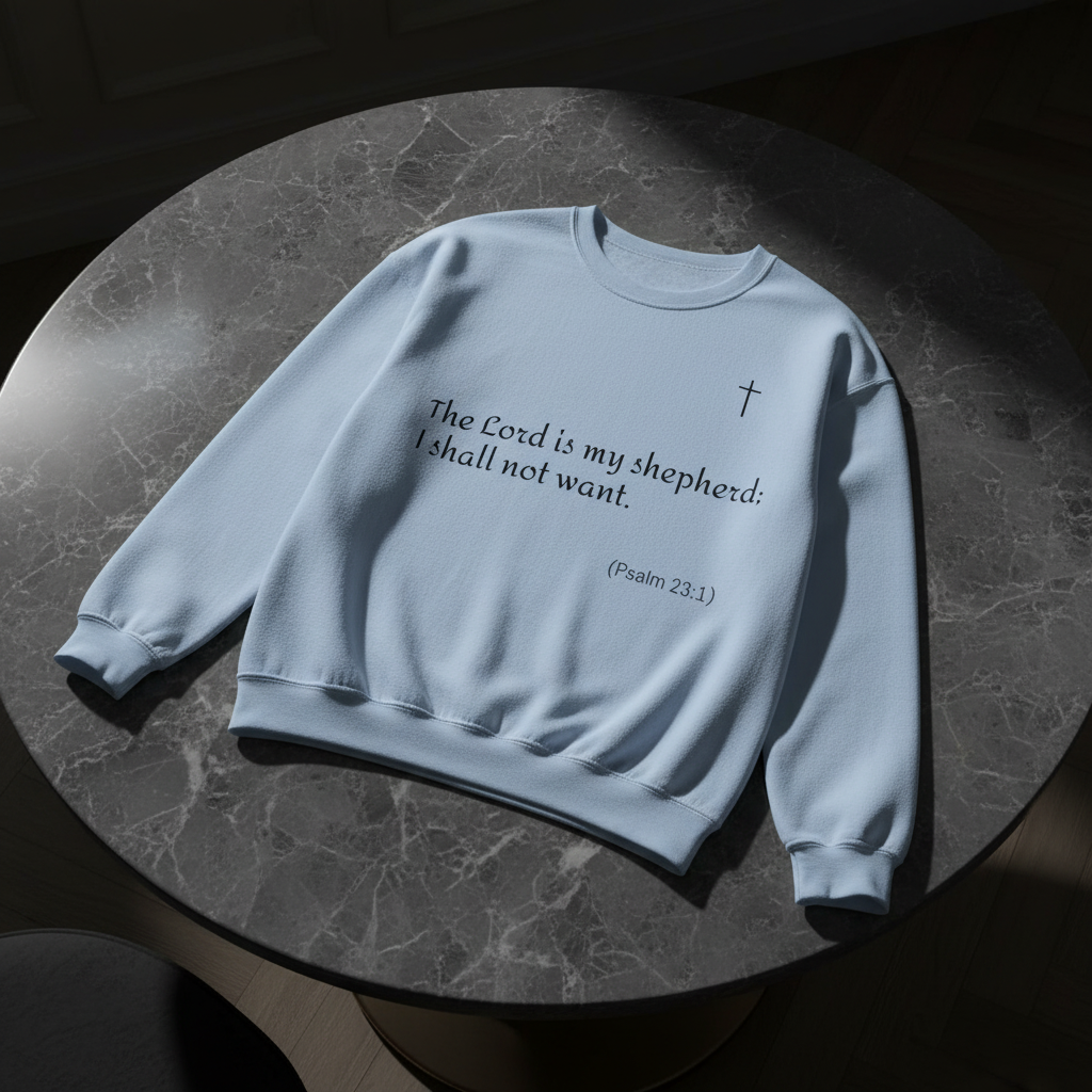 Unisex Heavy Blend Sweatshirt mit Psalm 23 & markantem Backprint ESTID Detailansicht – Sweatshirt – ESTID