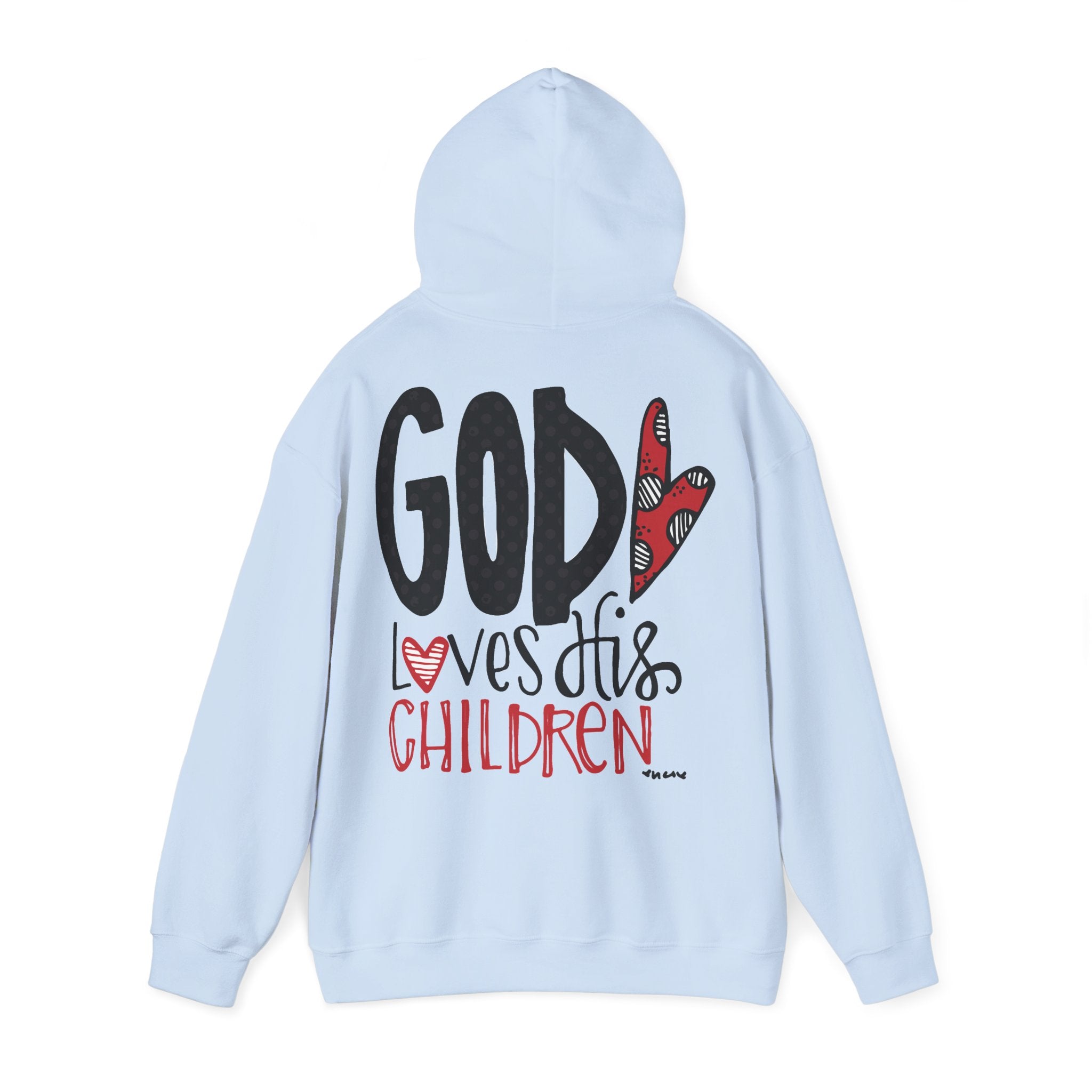 Gott liebt seine Kinder Kapuzenpullover – Cross Hoodie mit handschriftlicher Botschaft Ansicht 45 – Hoodie – ESTID
