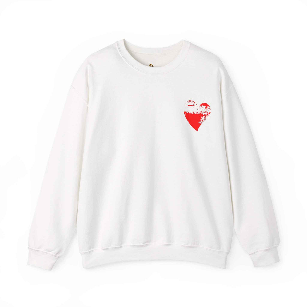ESTID Damen Oversized Sweatshirt „Grunge Heart“ – Premium Baumwollmix Pullover mit rotem Herz-Print