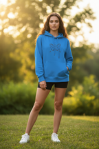 Lässiger Damen Kapuzenpullover mit Tribal Schmetterling Motiv
