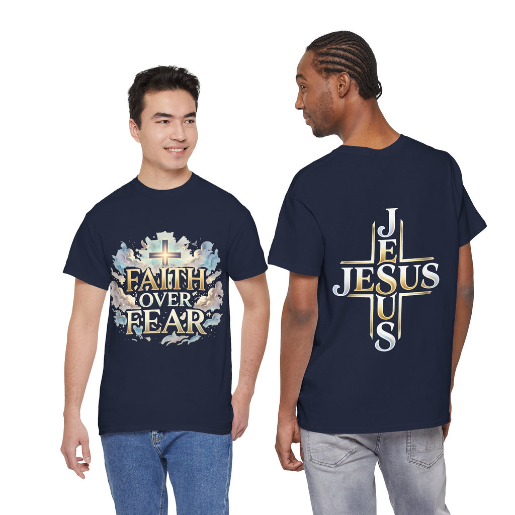 Faith Over Fear T-Shirt – „Glaube statt Angst“ Christian Cross Tee