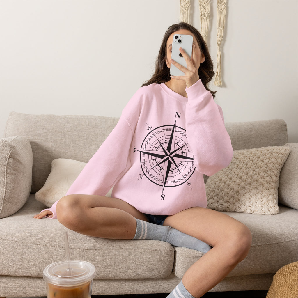 Kompass-Rose Sweatshirt – Nautik Crewneck für Reisende & Entdecker Ansicht 7 – Sweatshirt – ESTID