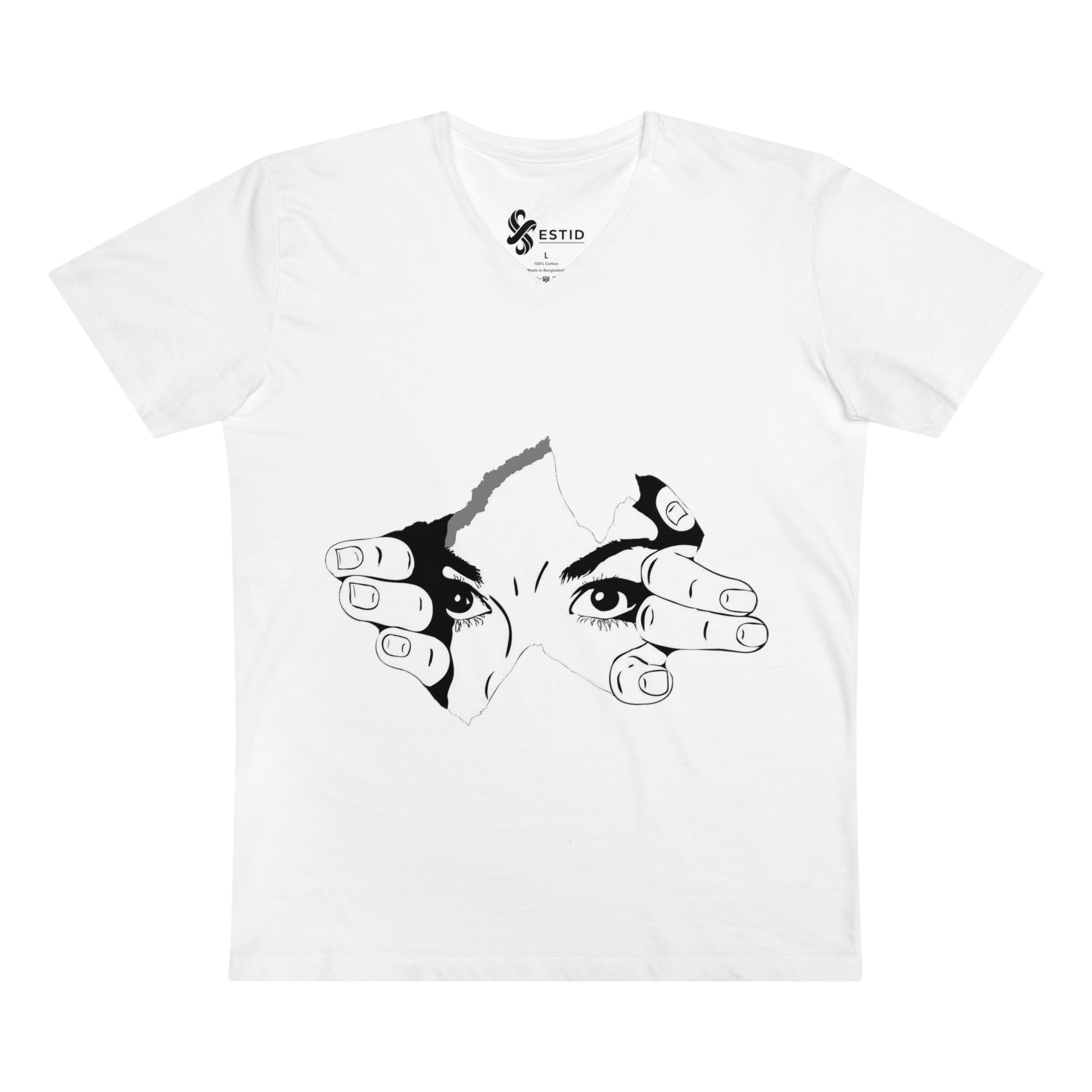 ESTID Herren V-Neck Shirt | Peeking Eyes Graphic Print Ansicht 6 – V-neck – ESTID