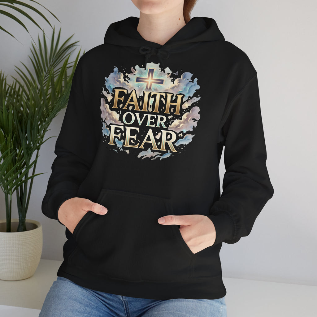 Faith Over Fear Hoodie – Jesus Kreuz Kapuzenpullover | Christliches Sweatshirt