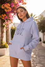 Lässiger Damen Kapuzenpullover mit Tribal Schmetterling Motiv