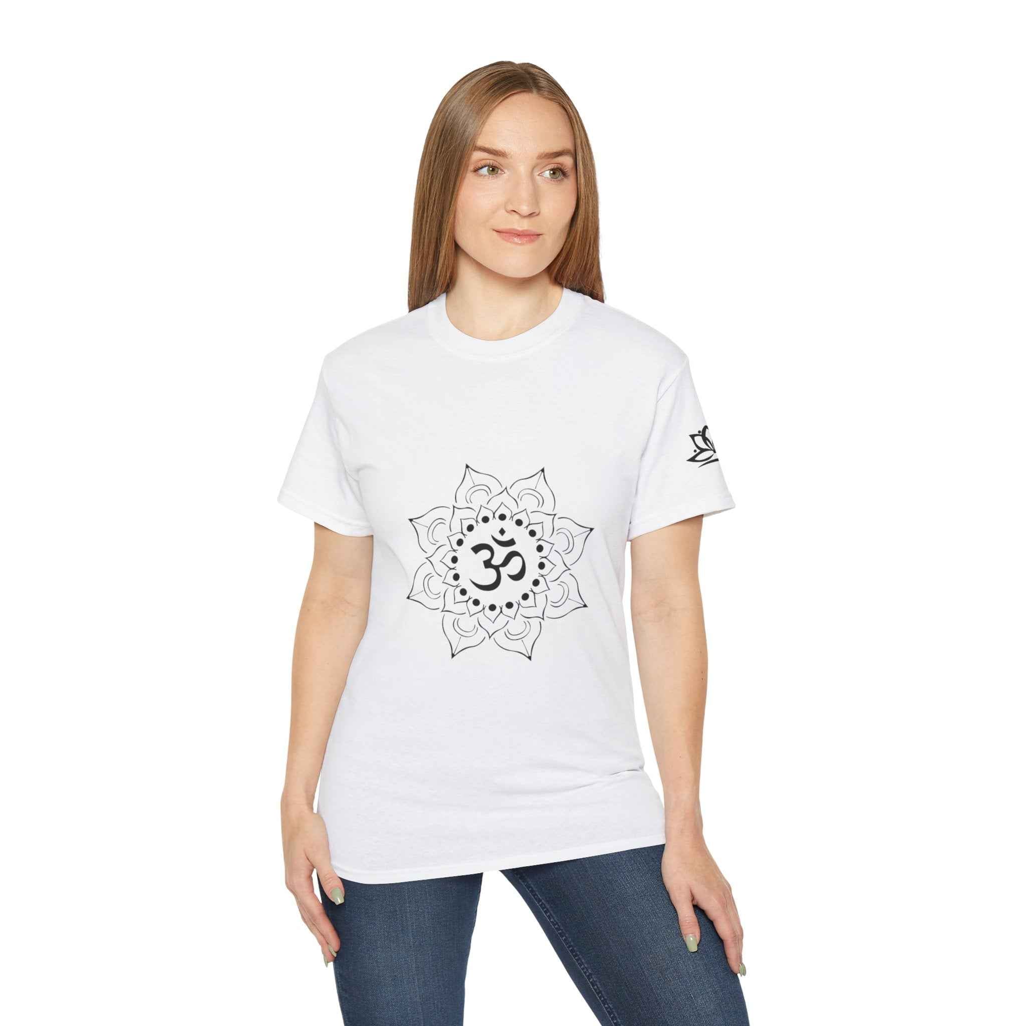 Spiritual Om Mandala Bio-Baumwoll T-Shirt | Damen & Herren Detailansicht – T-Shirt – ESTID