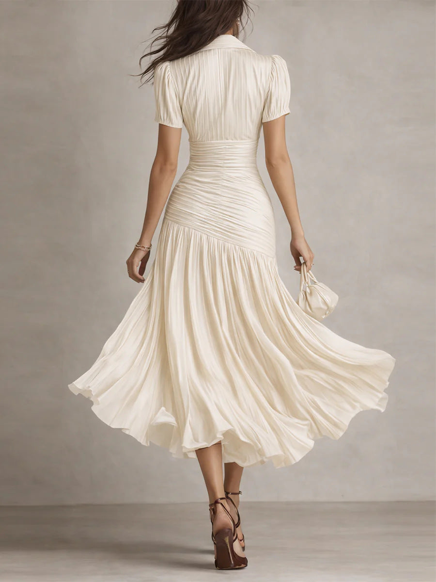 Damen Satin-Optik Plisseekleid | Elegantes Sommer- & Businesskleid Ansicht 7 – Produkt – ESTID
