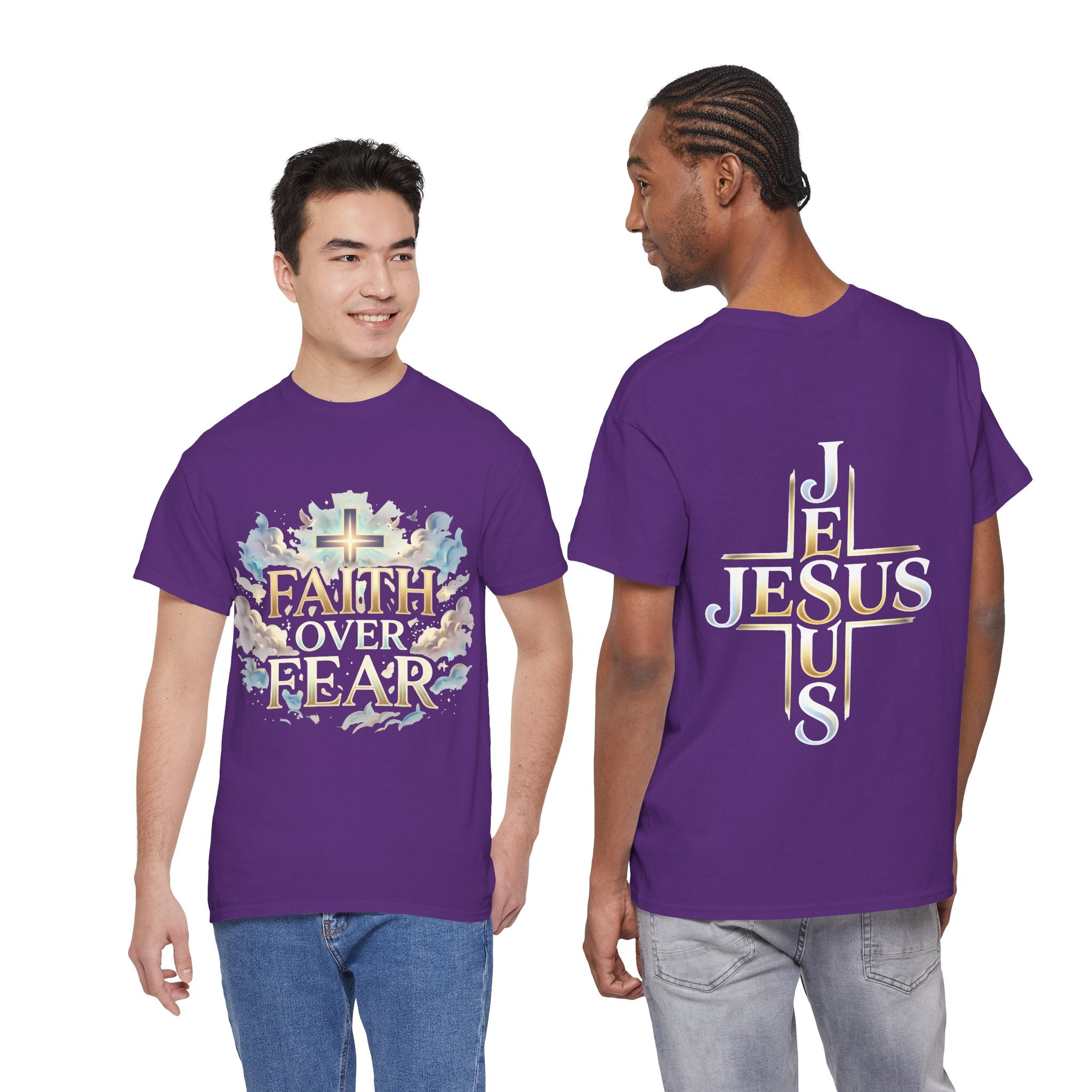 Faith Over Fear T-Shirt – „Glaube statt Angst“ Christian Cross Tee