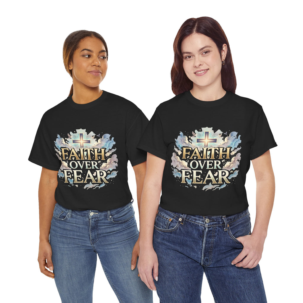 Faith Over Fear T-Shirt – „Glaube statt Angst“ Christian Cross Tee