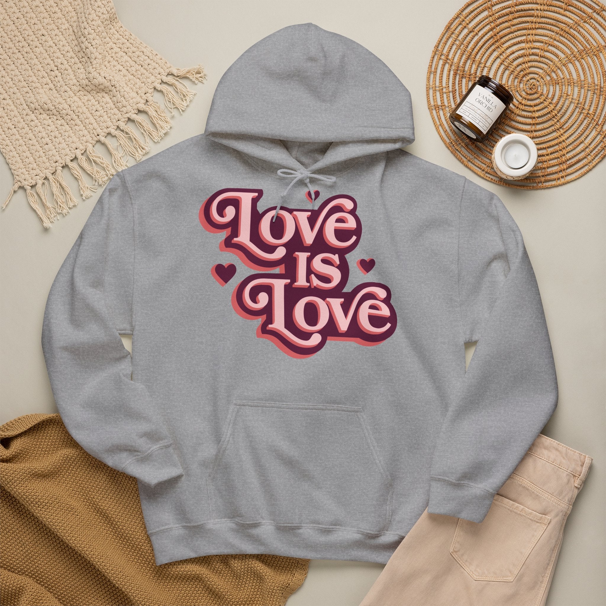 Love Is Love Hoodie – Retro Herz Pride Kapuzenpullover Ansicht 31 – Hoodie – ESTID