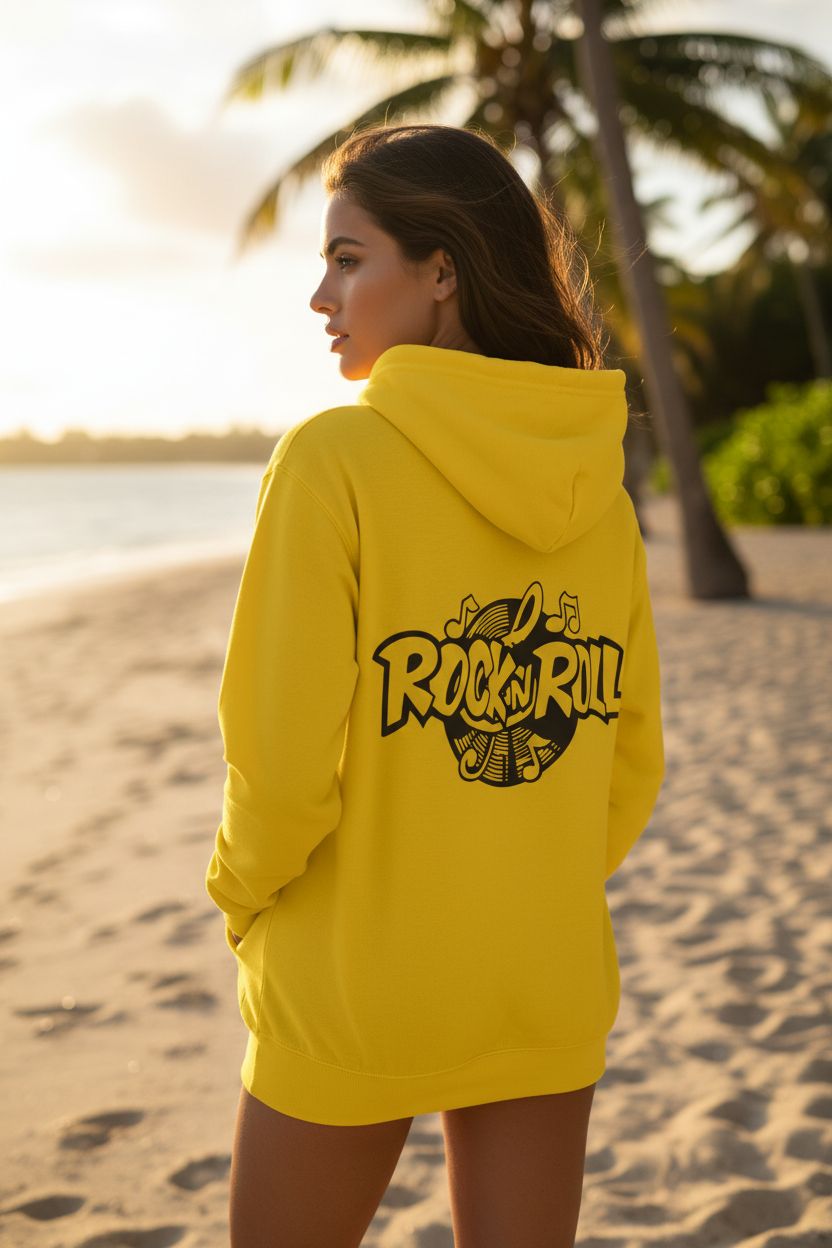 Rock ’n’ Roll Gitarren Zip-Hoodie — Retro Musik Full-Zip Kapuzenjacke