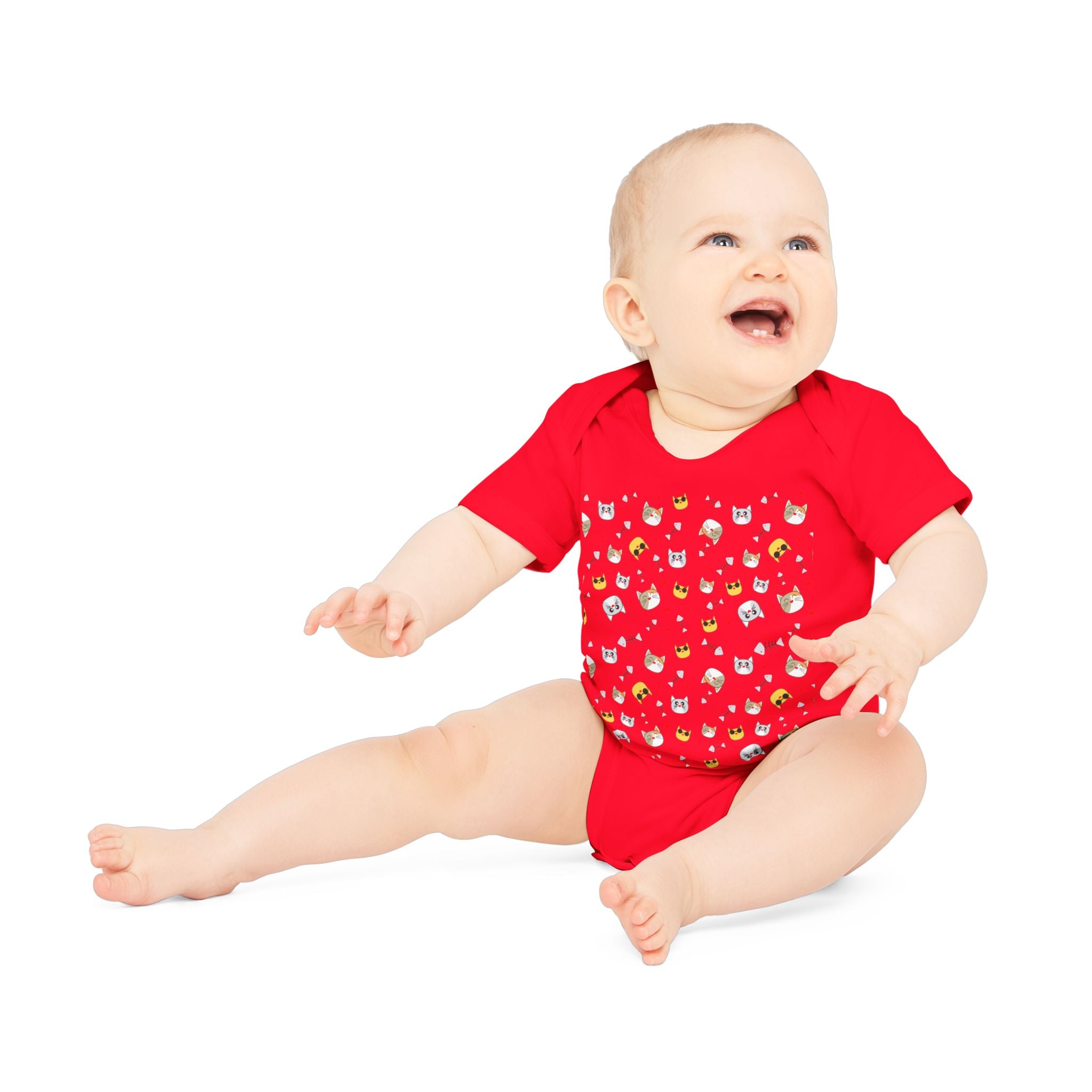 Bio-Babybody Kurzarm mit süßem Tiermuster – Ökologischer Baby-Overall