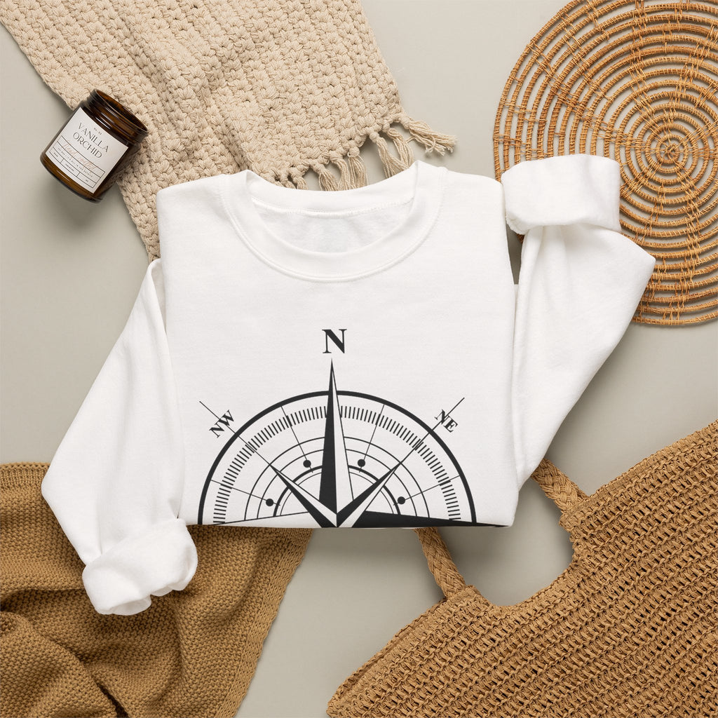 Kompass-Rose Sweatshirt – Nautik Crewneck für Reisende & Entdecker Ansicht 19 – Sweatshirt – ESTID