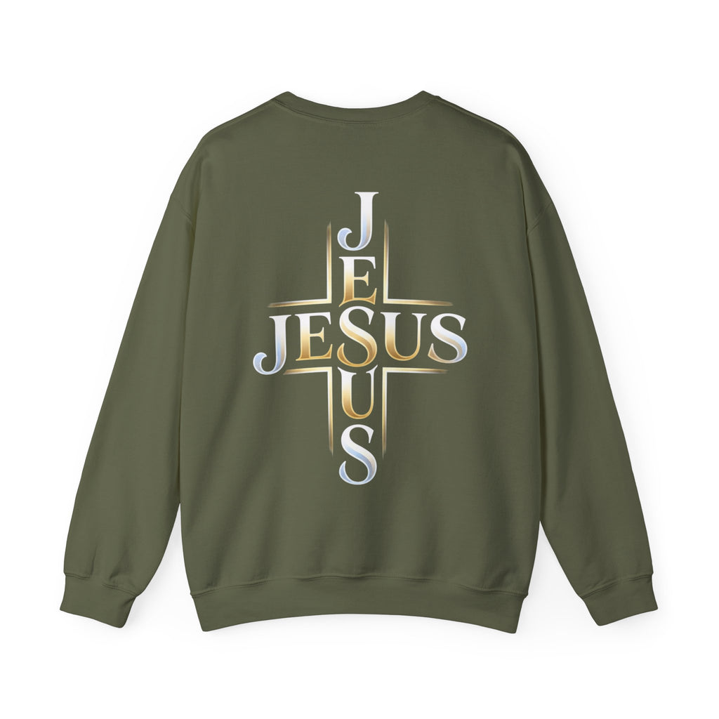 Faith Over Fear Crewneck Sweatshirt – Christliches Kreuz & Jesus Pullover