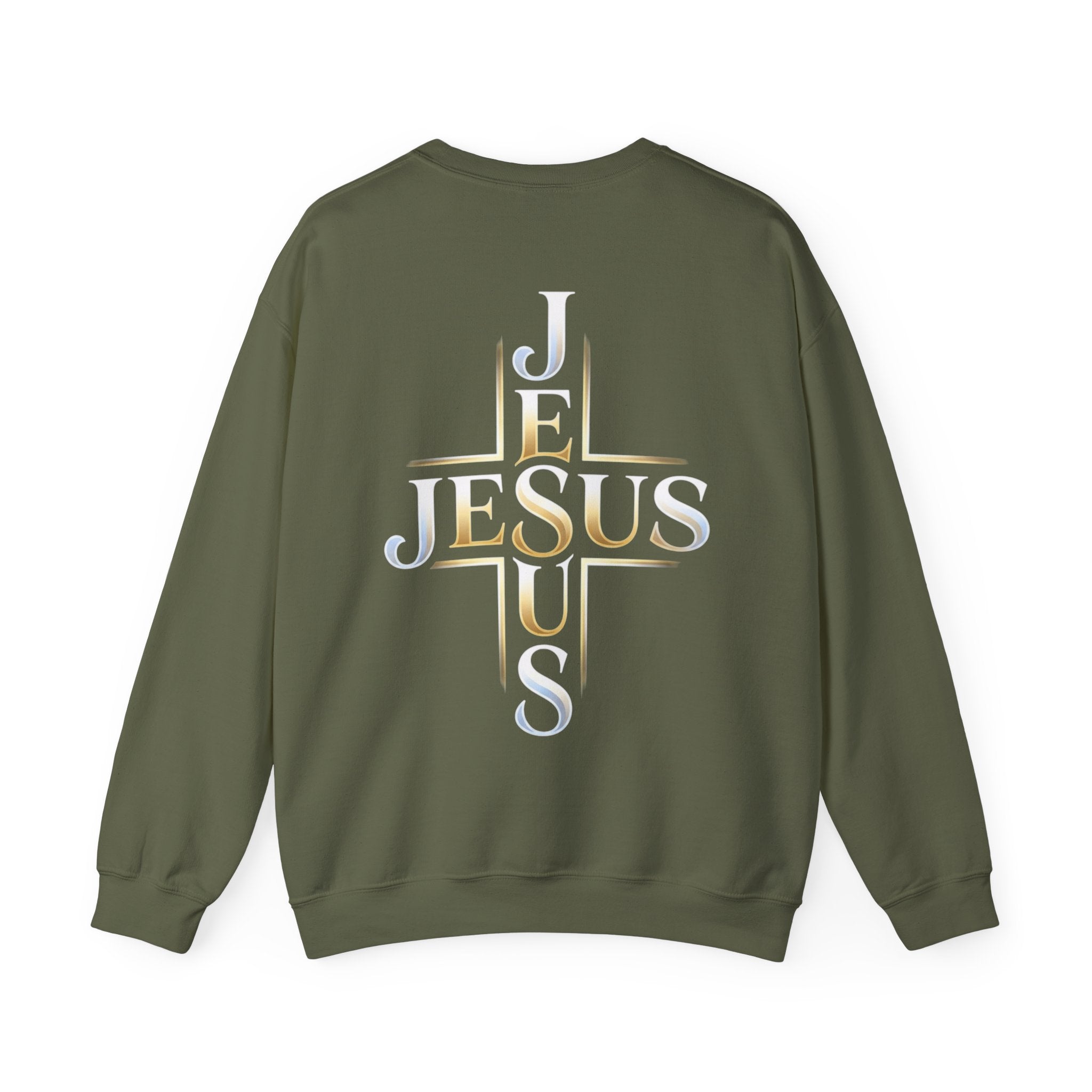 Faith Over Fear Crewneck Sweatshirt – Christliches Kreuz & Jesus Pullover