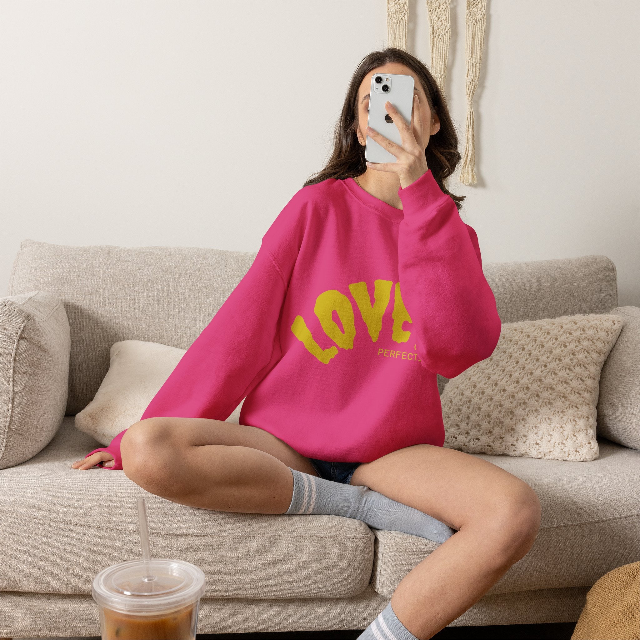 Damen Oversized Pullover mit Statement-Print