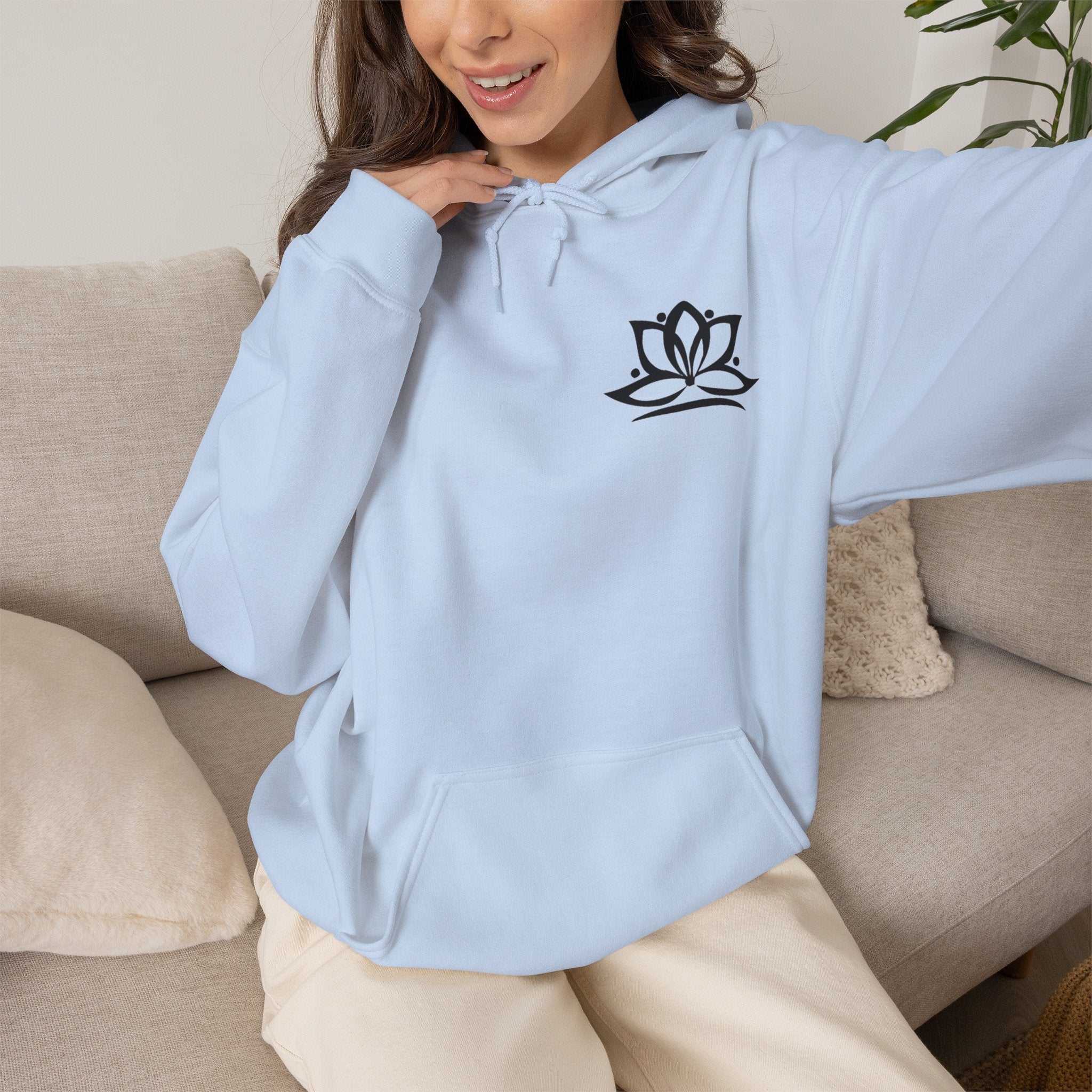 Lotus-Mandala-Hoodie mit Om-Symbol – Spirituelles Yoga-Sweatshirt ESTID Ansicht 6 – Hoodie – ESTID
