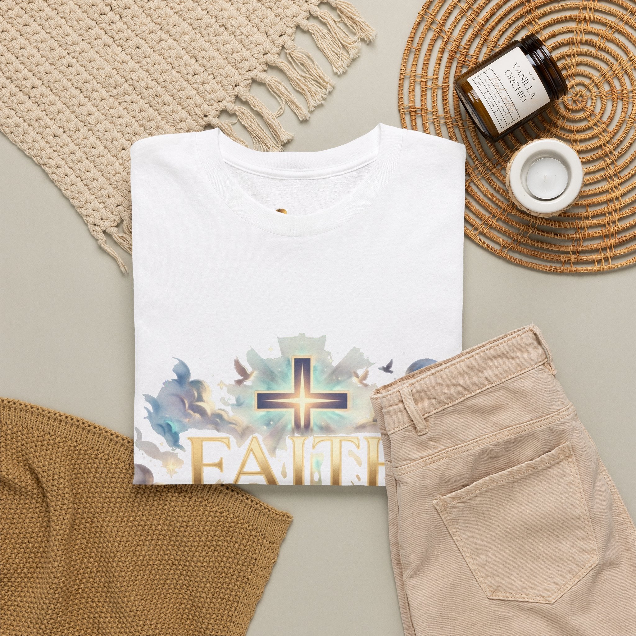 Faith Over Fear T-Shirt – „Glaube statt Angst“ Christian Cross Tee
