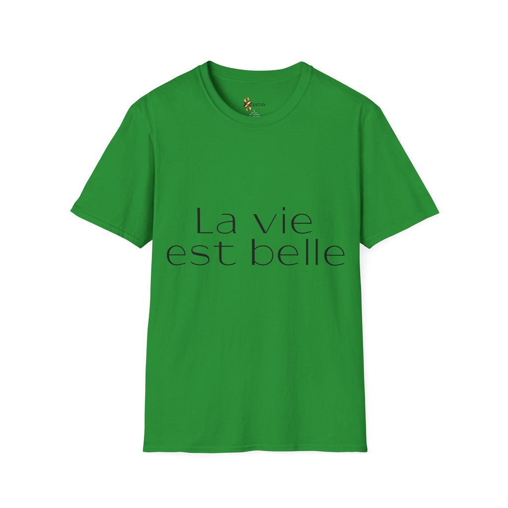 ESTID Damen T-Shirt | „La vie est belle“ Typo-Print | Ringgesponnen Ansicht 17 – T-Shirt – ESTID