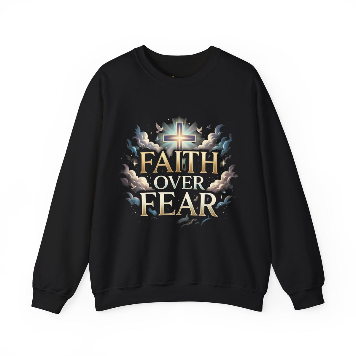 Faith Over Fear Crewneck Sweatshirt – Christliches Kreuz & Jesus Pullover Ansicht 3 – Sweatshirt – ESTID