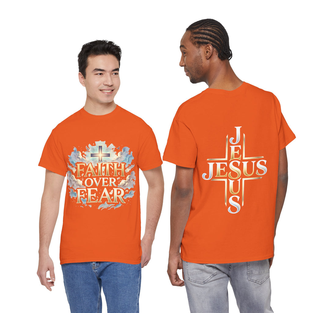 Faith Over Fear T-Shirt – „Glaube statt Angst“ Christian Cross Tee