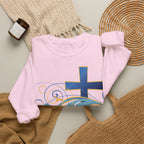 ESTID Unisex Crewneck Pullover | Blaues Kreuz & Wellen-Ornament Ansicht 35 – Sweatshirt – ESTID
