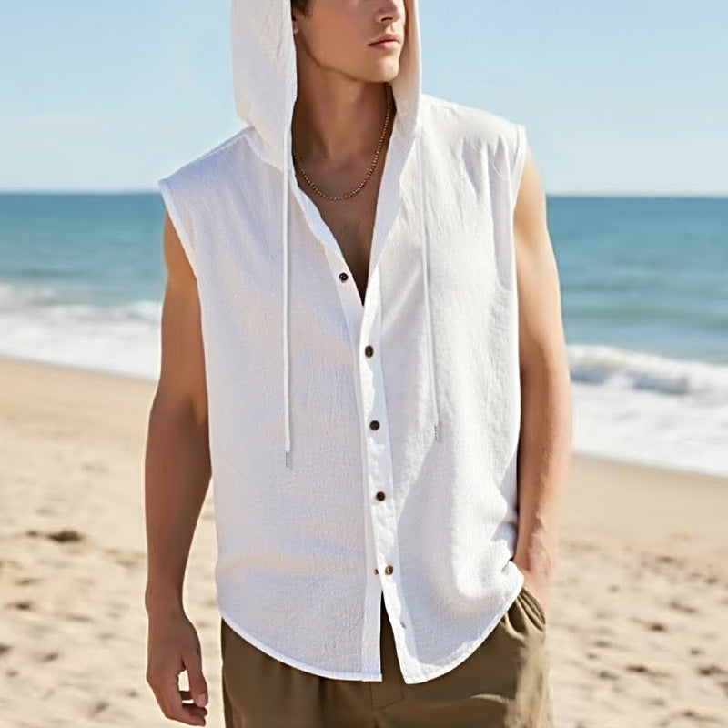 ESTID Herren Ärmelloses Leinenhemd | Sleeveless Hoodie Shirt Ansicht 20 – Shirt – ESTID