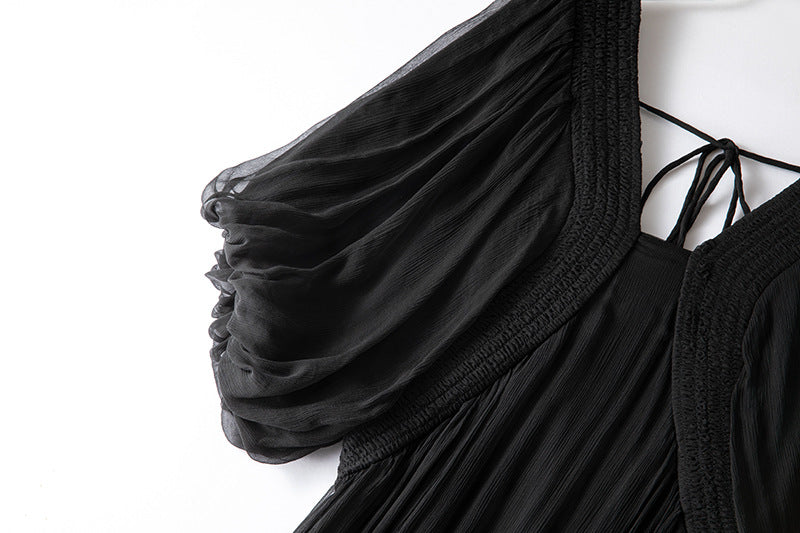 Damen Seidenkleid mit Puffärmeln | Luftsüßes Boho Maxikleid Ansicht 24 – Kleid – ESTID