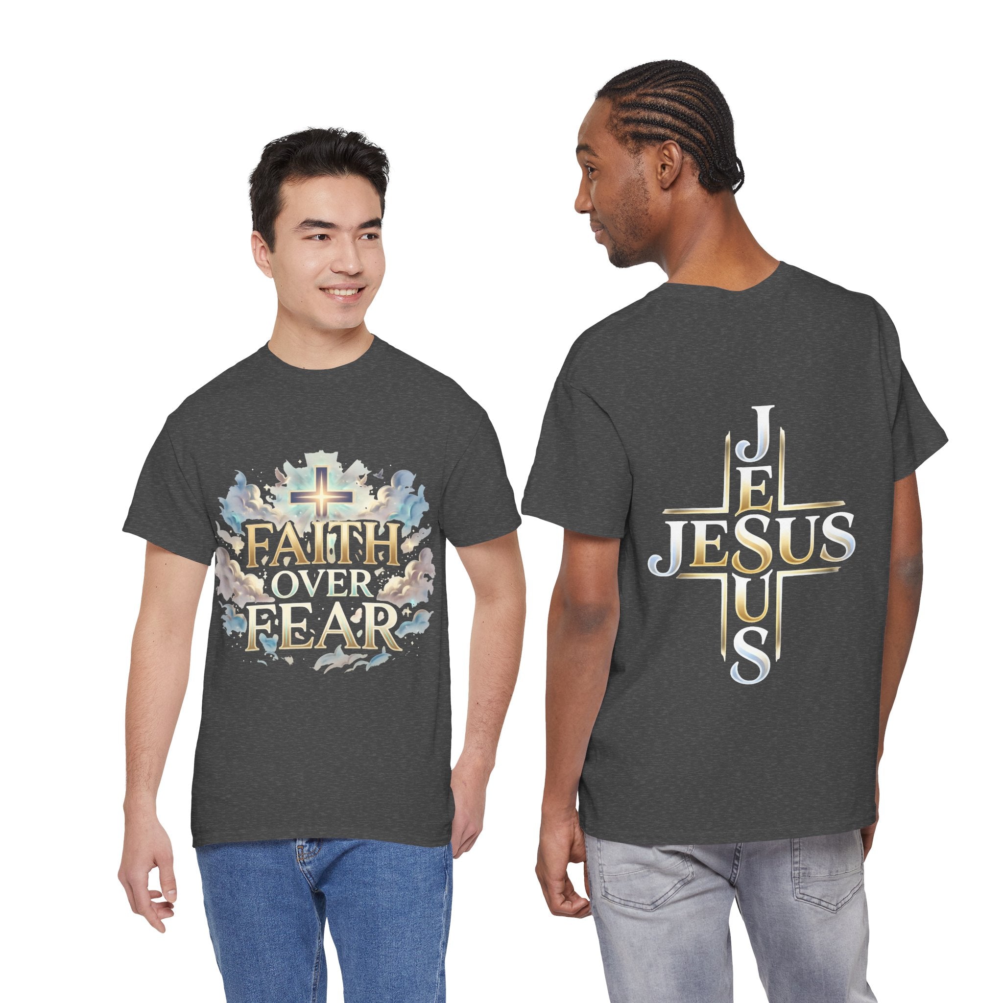 Faith Over Fear T-Shirt – „Glaube statt Angst“ Christian Cross Tee