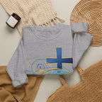 ESTID Unisex Crewneck Pullover | Blaues Kreuz & Wellen-Ornament Ansicht 26 – Sweatshirt – ESTID