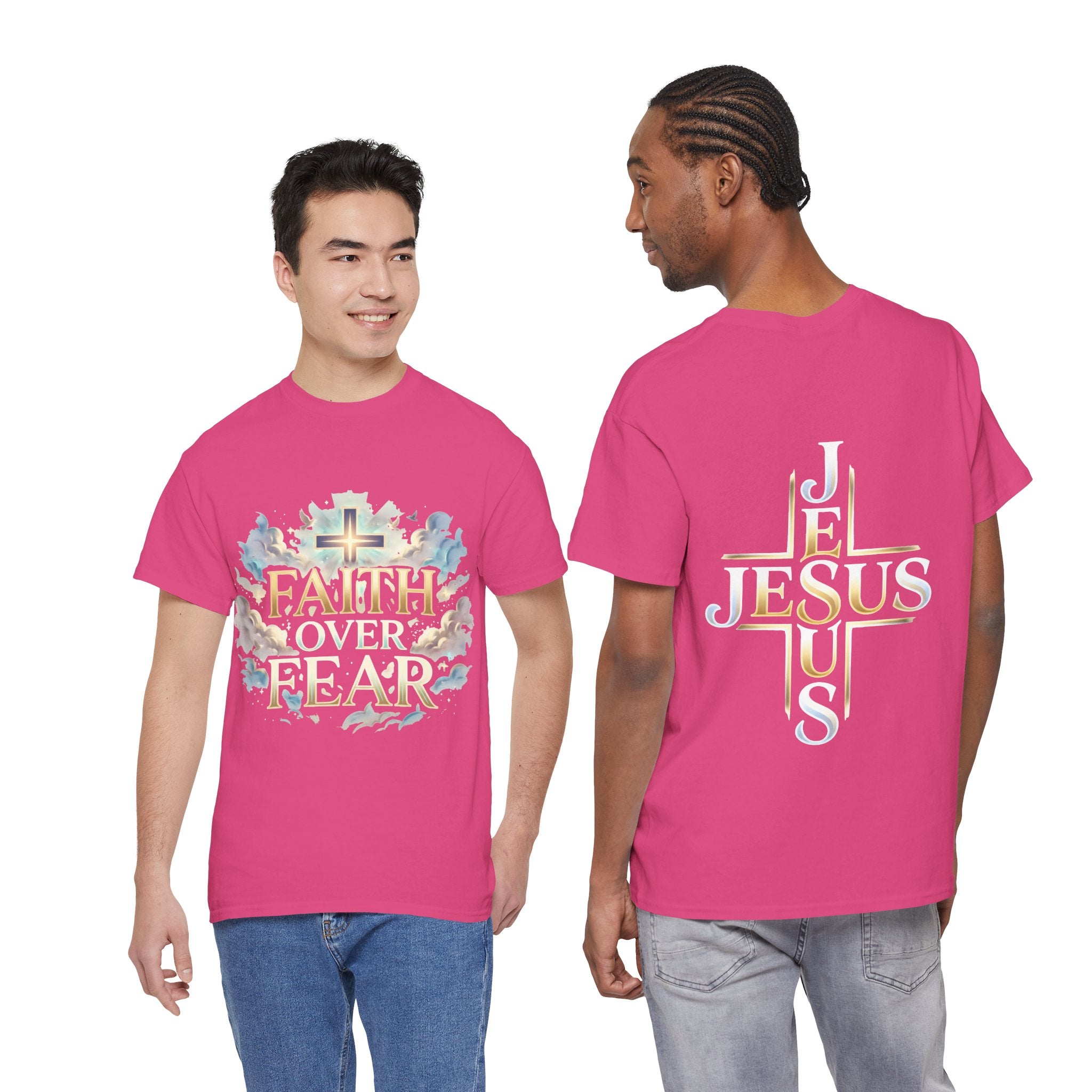 Faith Over Fear T-Shirt – „Glaube statt Angst“ Christian Cross Tee