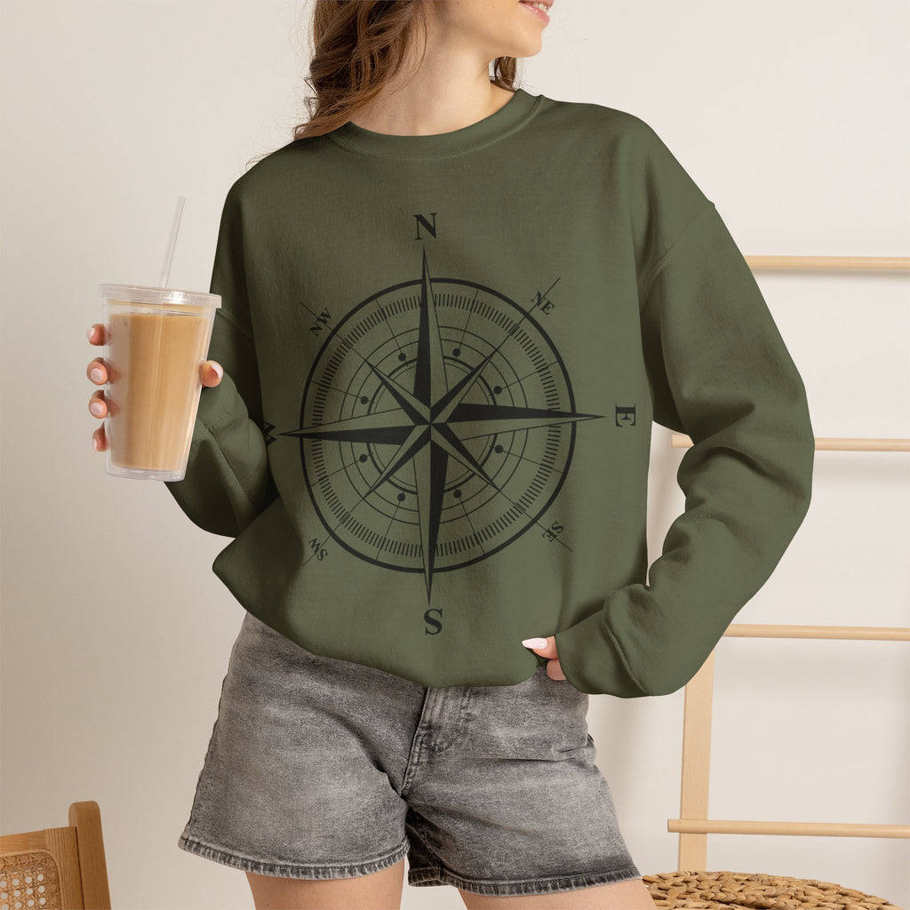 Kompass-Rose Sweatshirt – Nautik Crewneck für Reisende & Entdecker Ansicht 13 – Sweatshirt – ESTID