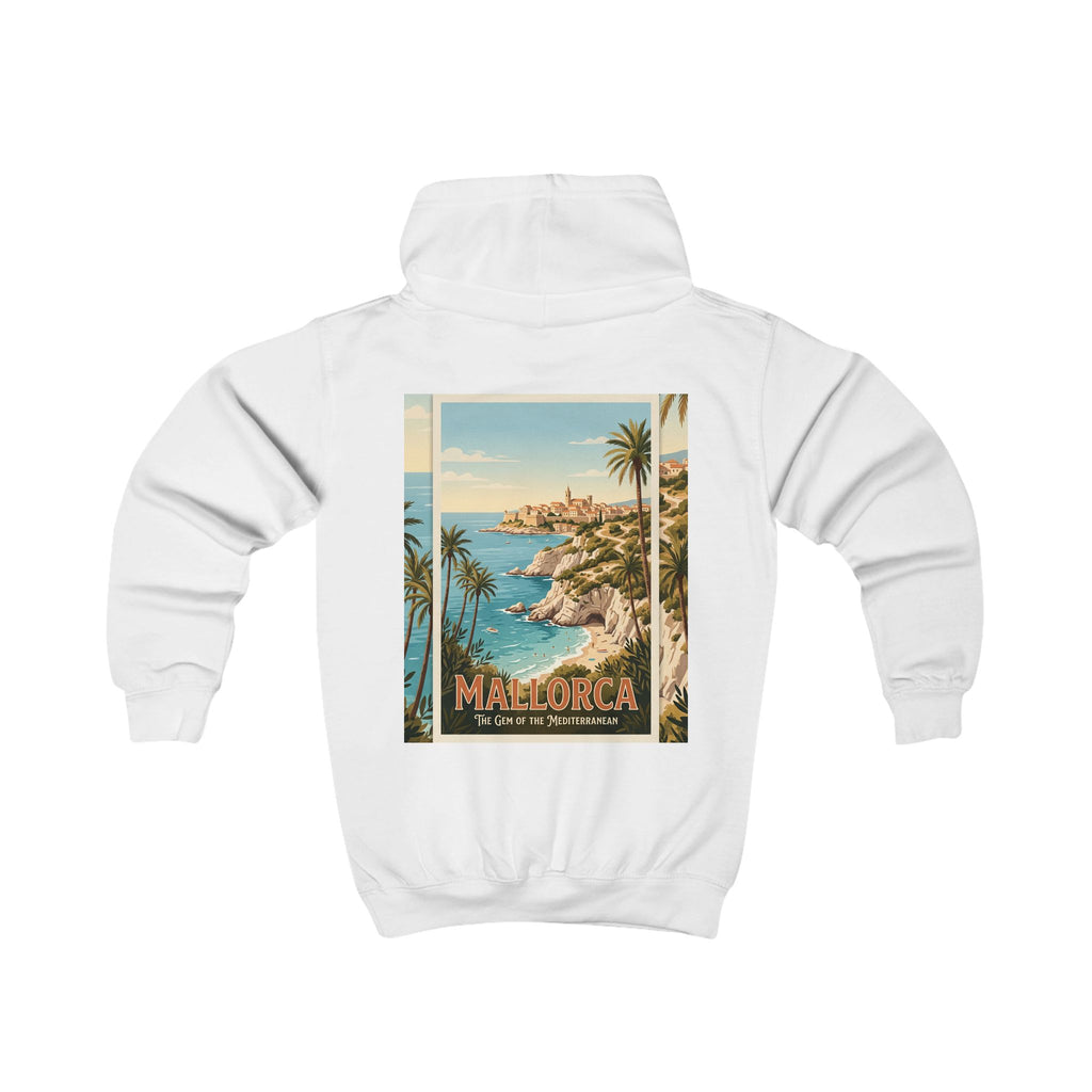 Mallorca Vintage Kinder Hoodie – Retro Reiseplakat Strandmotiv