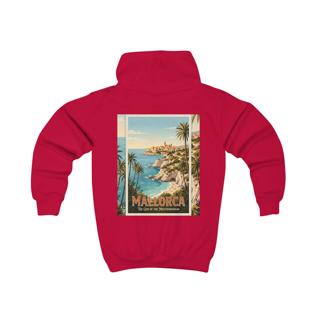 Mallorca Vintage Kinder Hoodie – Retro Reiseplakat Strandmotiv