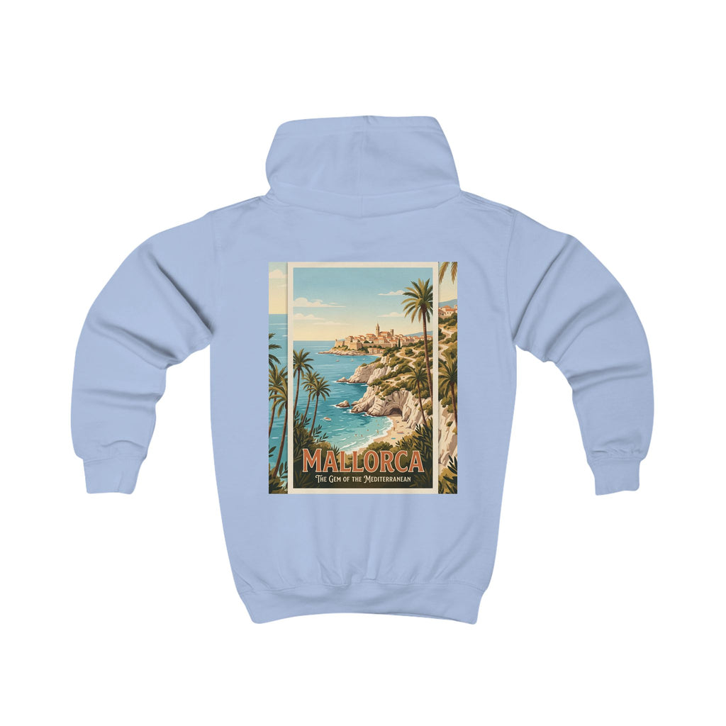 Mallorca Vintage Kinder Hoodie – Retro Reiseplakat Strandmotiv
