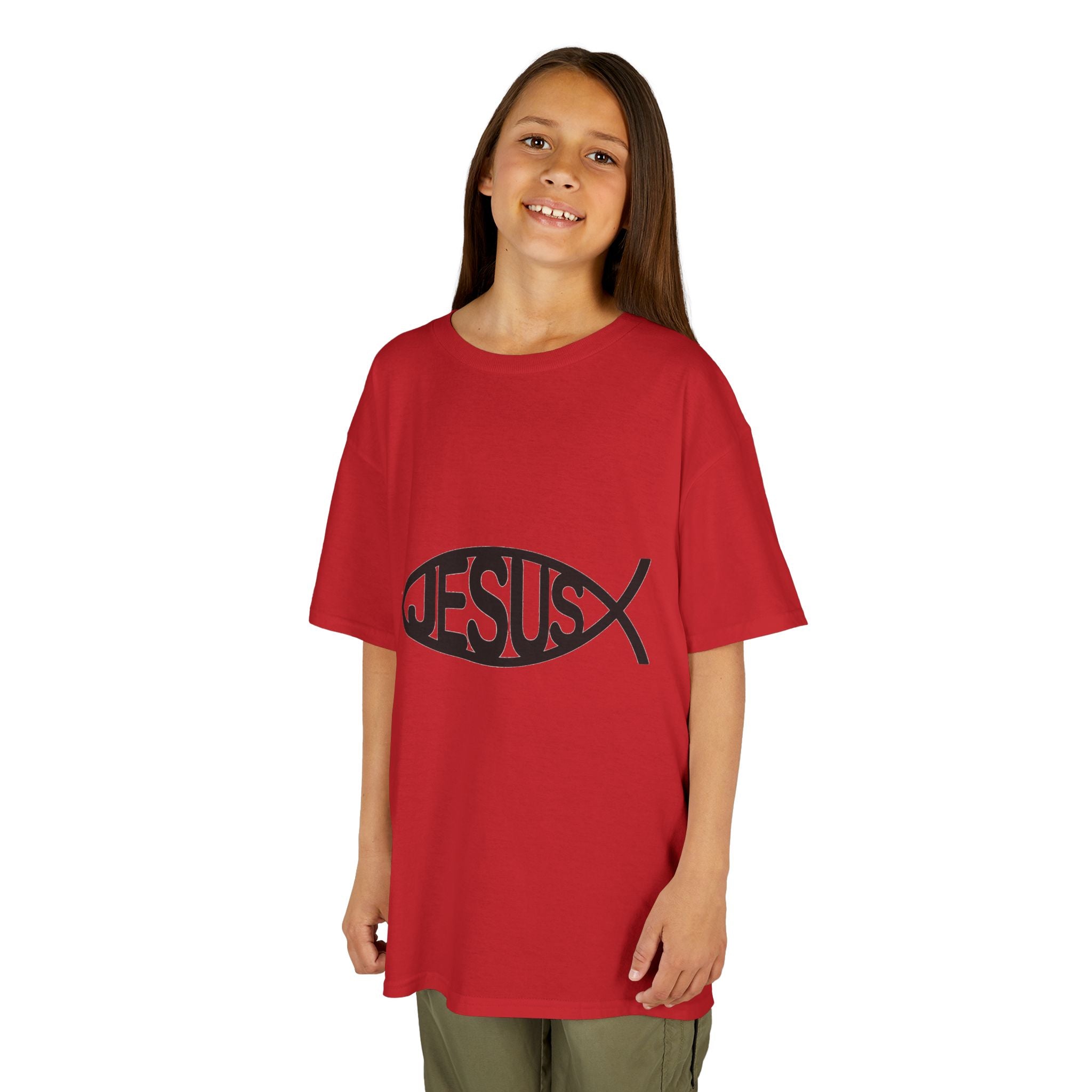 Kinder T-Shirt „JESUS“ Ichthys Fisch – Christliches Shirt für Kinder