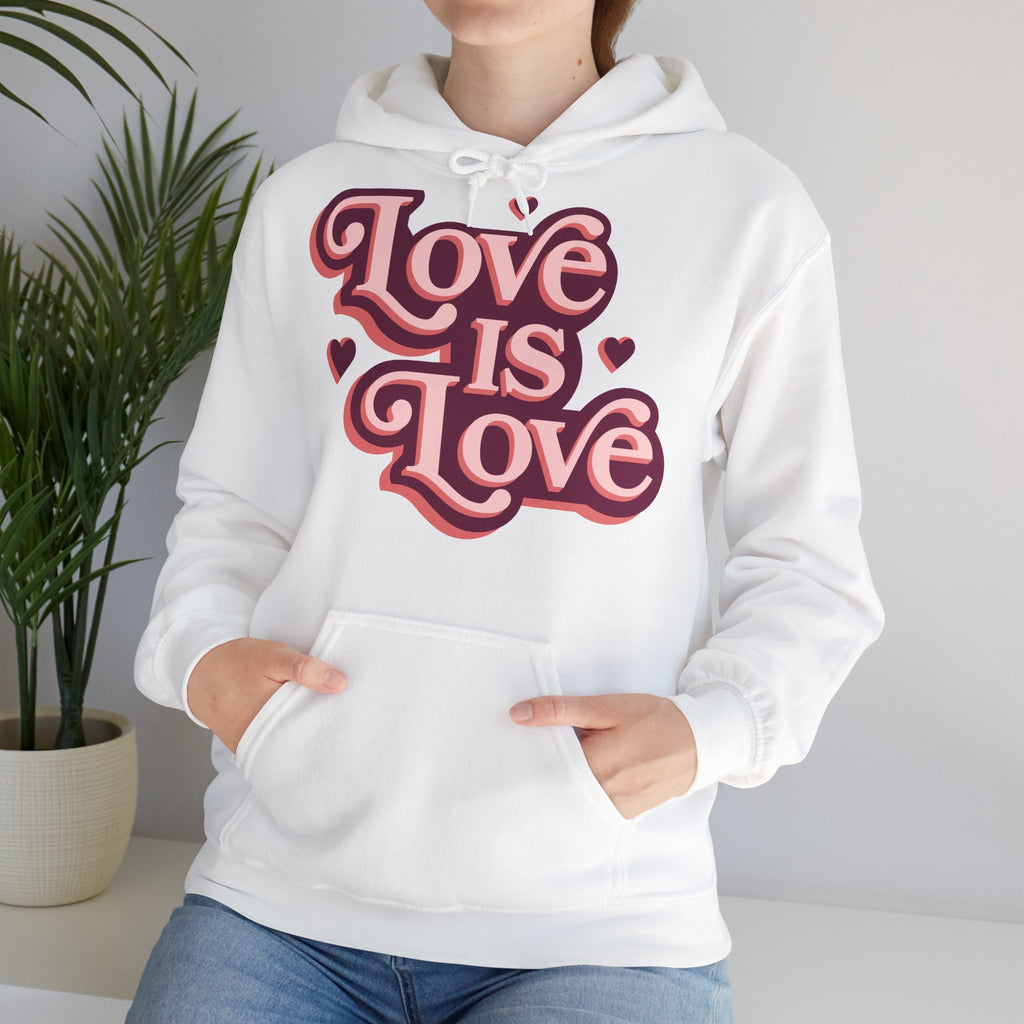 Love Is Love Hoodie – Retro Herz Pride Kapuzenpullover Detailansicht – Hoodie – ESTID