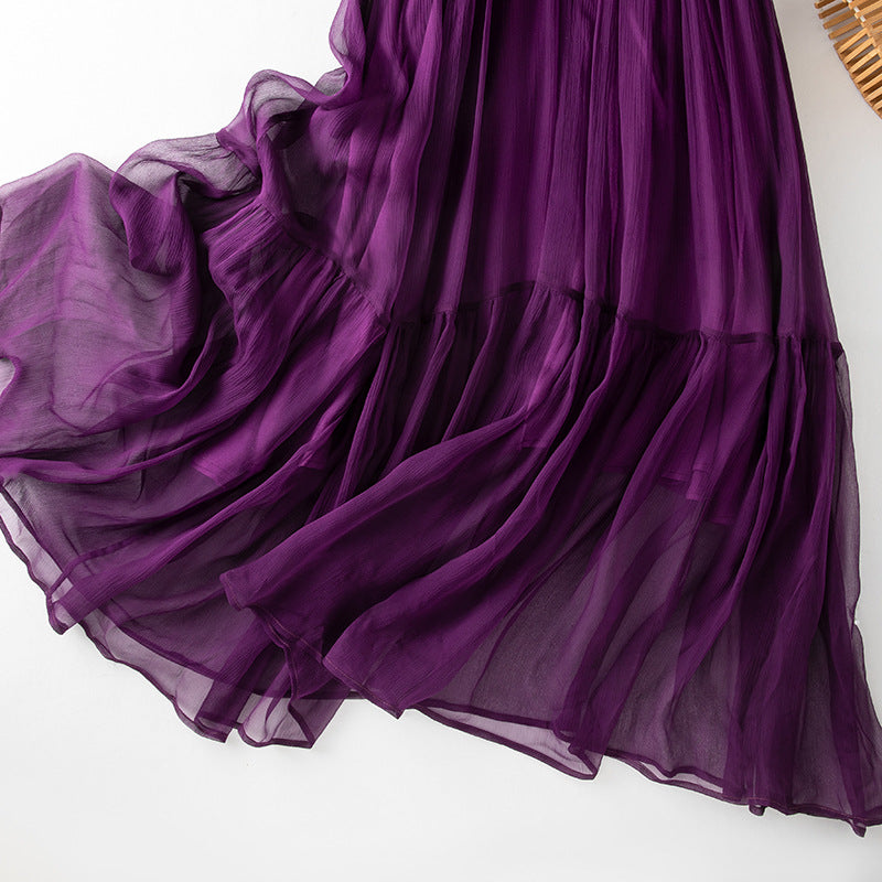 Damen Seidenkleid mit Puffärmeln | Luftsüßes Boho Maxikleid Ansicht 5 – Kleid – ESTID