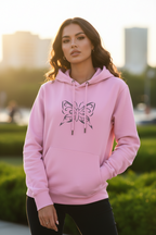 Lässiger Damen Kapuzenpullover mit Tribal Schmetterling Motiv