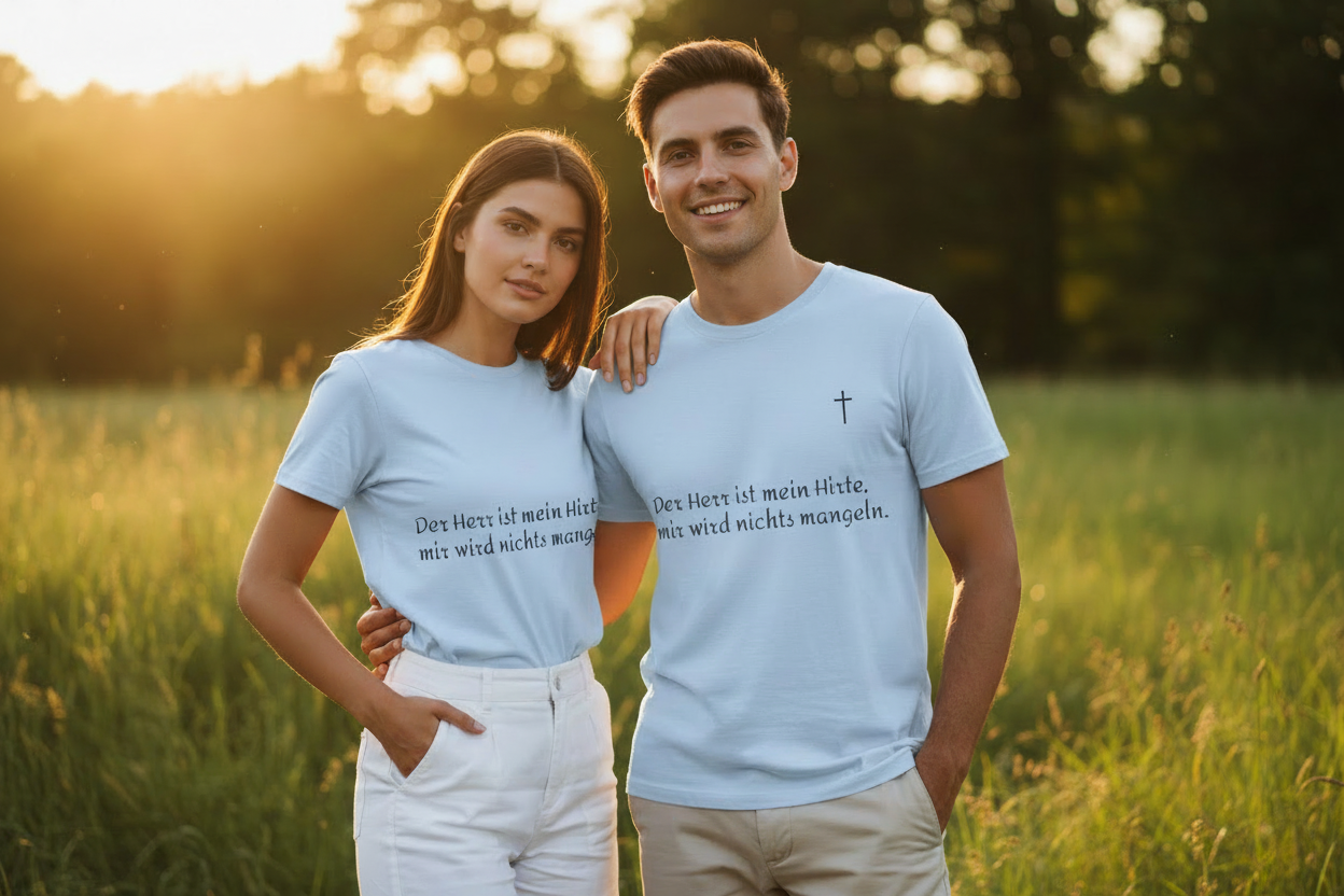Minimalistisches Unisex Softstyle T-Shirt mit Psalm 23 ESTID – T-Shirt – ESTID